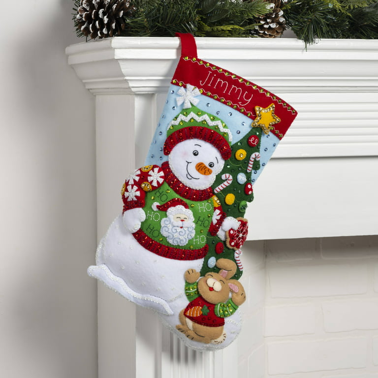 Bucilla Christmas Holiday Felt Applique Stocking Kit,WOODLAND