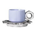 thumbnail image 3 of Ceramic Coffee Mug with Saucer Set, Latte Cup Drinkware, 250 ml Novelty Juice Mug Tea Cup for Office, Home Violets, 3 of 8