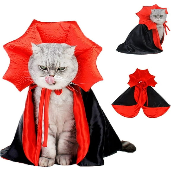 Pet Halloween Costumes Cat Vampire Cloak, Dog Witch Clothes for Small Medium Dogs Cats Puppy, Funny Dog Cosplay Dress Wizard Outfit
