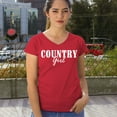 thumbnail image 4 of Country Girl Logo Women's V-Neck T-shirt Minimalistic Western Style Rodeo Southern Pride Cowgirl Queen Rustic Farm Gift Tee, 4 of 7