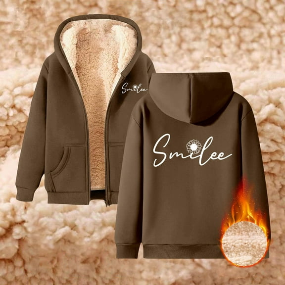Ladies' Fashionable Comfortable And Casual Autumn And Winter Casual Printed Sports Winter Coat With Zipper Hooded Sweatshirt With Pocket Velour plus Size Jacket Soft Jackets Women Zip Sweatshirts for