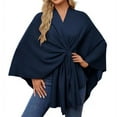 thumbnail image 2 of Aetherz Women's Open Front Poncho, Soft V-Neck Cape Sweater for Winter,Cobalt Fits All – Gift Ready, 2 of 5