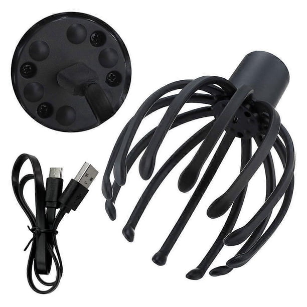 Black, multi-claw electric massager head scalp kneading massager octopus electric head massage claws