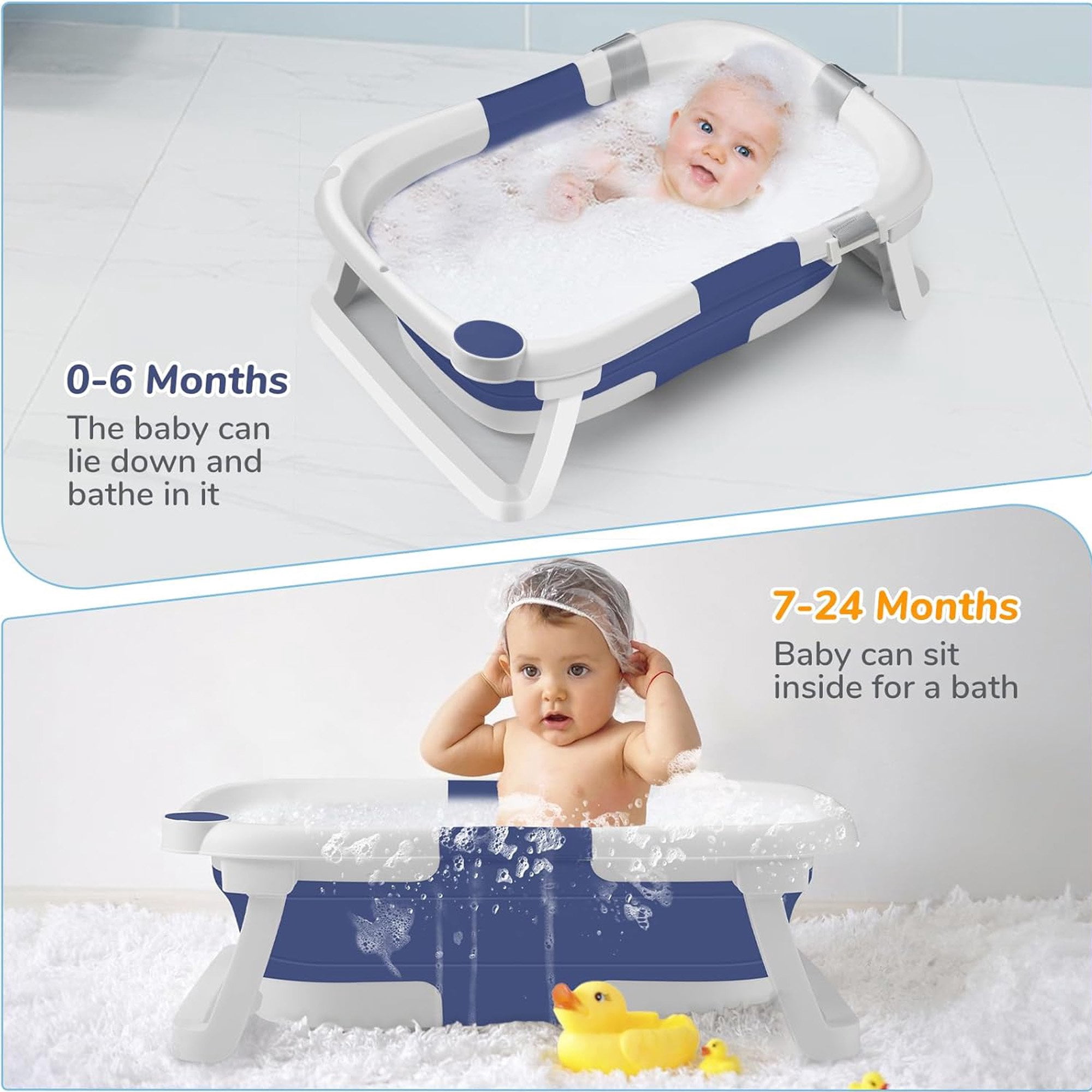 Morfone Baby Bathtub,Collapsible Bathtub for Newborn to Toddler,Durable Essential Infant Bath Tub, Blue