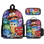 XORBWVI Inside Out 3Pcs Backpacks Sets with Lunch Bag And Pencil Case for Boys Girls School Bag