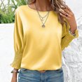 thumbnail image 4 of ZZwxWA 3/4 Length Sleeve Tunic Tops for Womens Summer 2025 Trendy Crew Neck Smocked Cuff Work Dressy Casual T Shirt Blouses, 4 of 5
