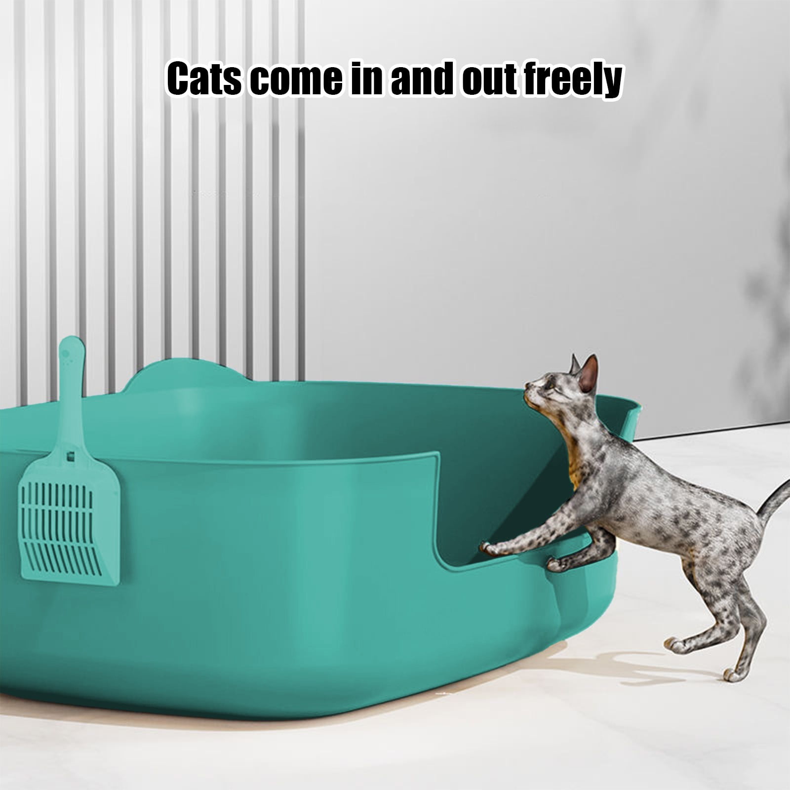 Large Cat Litter Box with High Sides, Open Kitty Litter Boxes Anti-Splashing for Indoor Cat Low Entry Cat Litter Pan for Small and Elderly Cats, Tool-Free Assembly