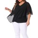 thumbnail image 4 of Blusa de chiffon de doble capa con cuello en V para mujeres de tallas grandes Agnes Orinda 4X negra, 4 of 6