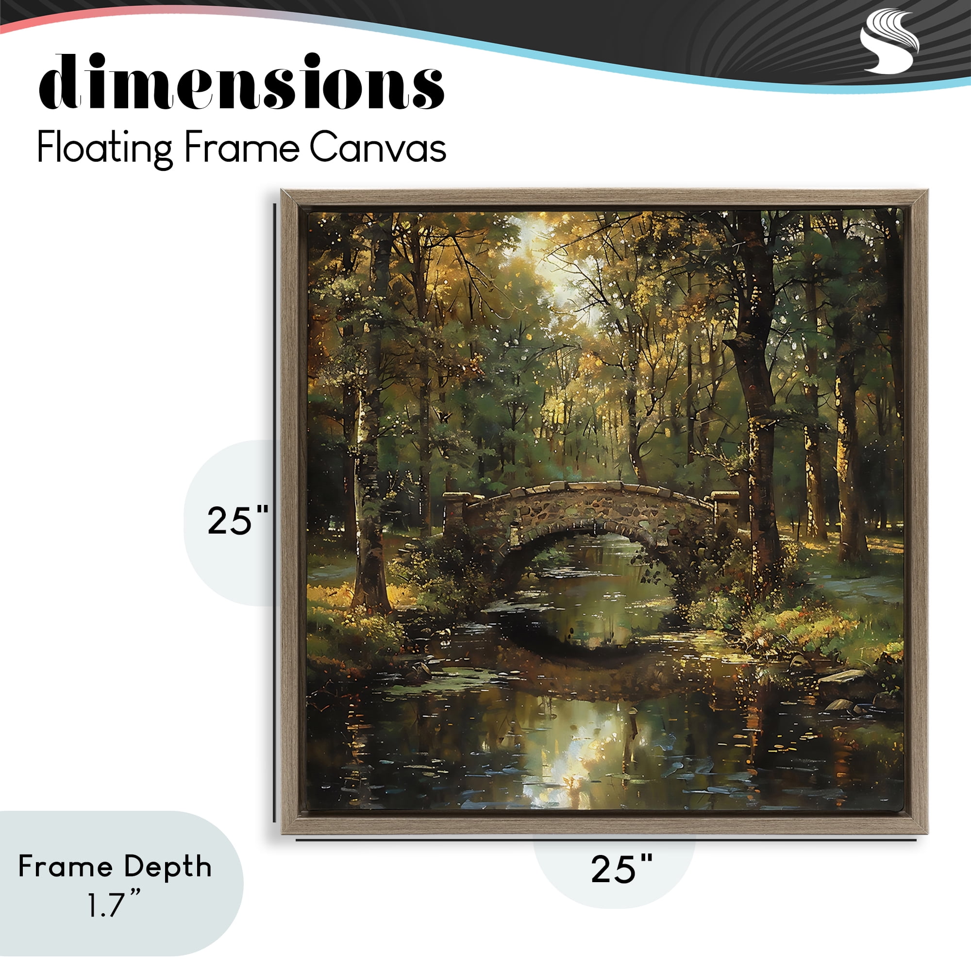 Stupell Industries Forest Bridge in Autumn Light Brown Framed Floater Canvas Wall Art, design by Creative Studio