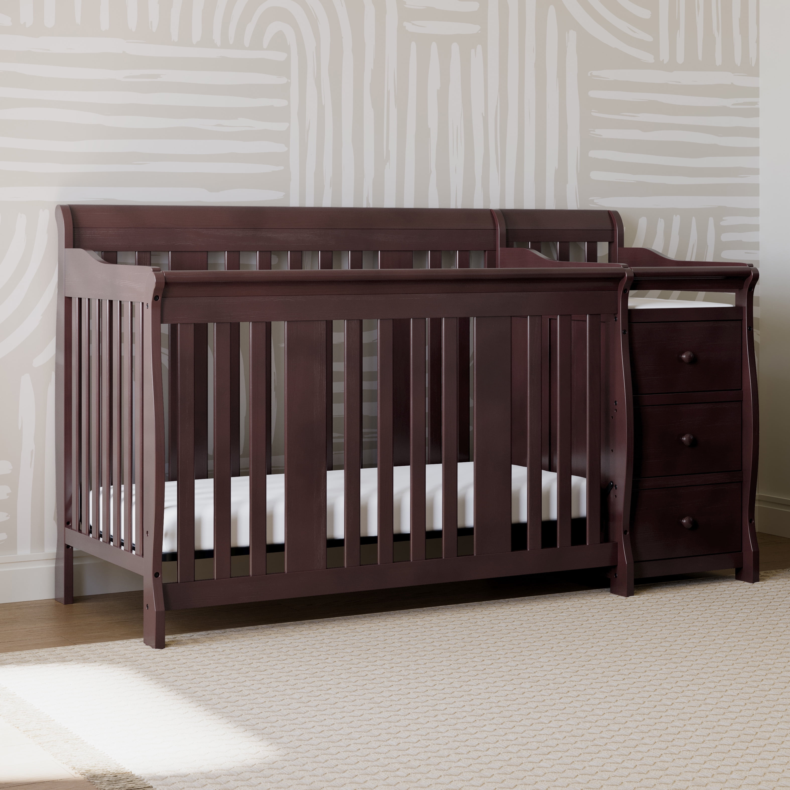 Storkcraft Portofino 5-in-1 Convertible Baby Crib and Changer, Espresso