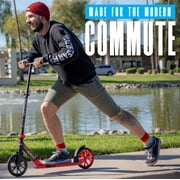 Folding Commuter Kick Scooter for Adults and Teens – Adjustable Handlebar – Big 200mm Wheels – Lightweight Durable Frame – Madd Gear Red Kruzer 200