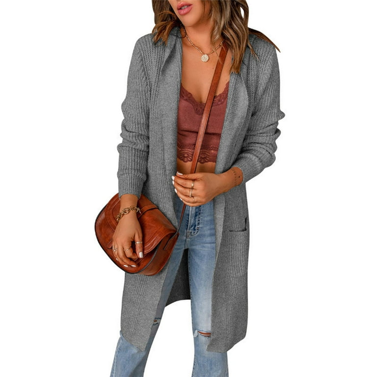 ZIZOCWA Wrap Sweater Womens Tan Cardigan Womens Round Neck Knitted
