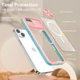 thumbnail image 2 of Crystal Clear Design for iPhone 14 Plus Case with Camera Lens Sliding Cover, Military Grade Drop Protection Non-Yellowing Slim Transparent Shockproof Phone Case for iPhone 14 Plus, Pink, 2 of 6