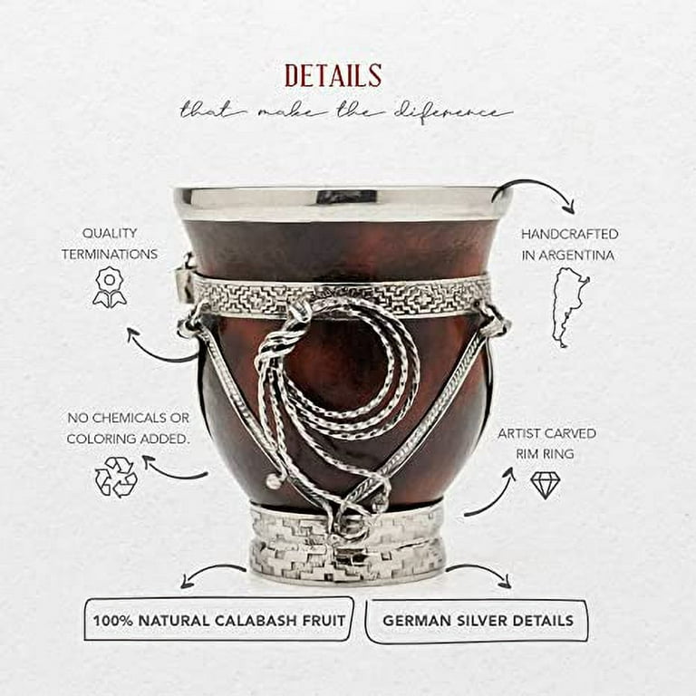 BALIBETOV Premium Yerba Mate Gourd (Mate Cup) - Uruguayan Mate - Leather  Wrapped - Includes Stainless Steel Bombilla and Cleaning Brush. (Camionero