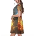 thumbnail image 2 of Bingfone Robe à Manches Courtes pour Femmes Imprimé Dragon de Feu Rouge et Bleu, Robe Décontractée Confortable, Robe d'Été Élégante avec Ajustement Extensible pour Usage Quotidien, 2 of 6