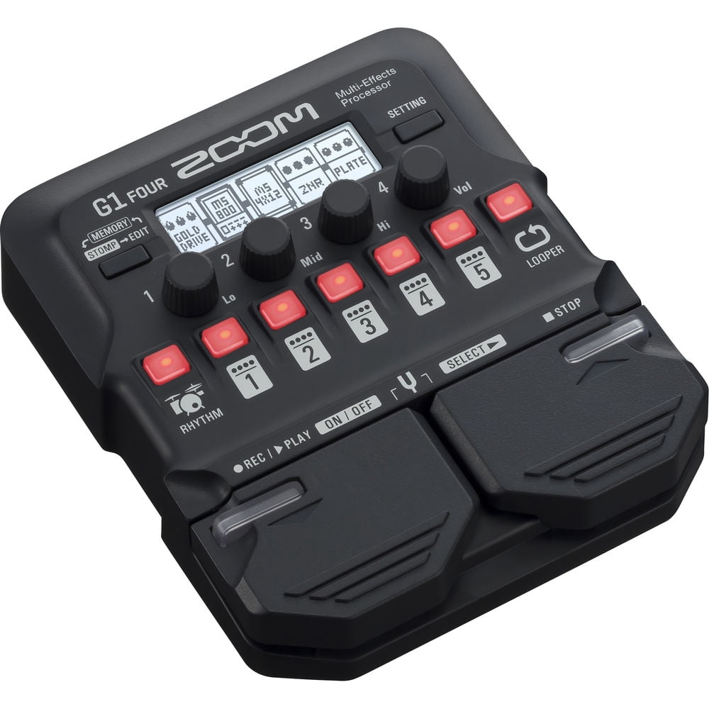 Zoom G1 Four Guitar Effects Processor with Polsen HPC-A30 Monitor Headphones, 9V Power Adapter & 10ft Instrument Cable Bundle