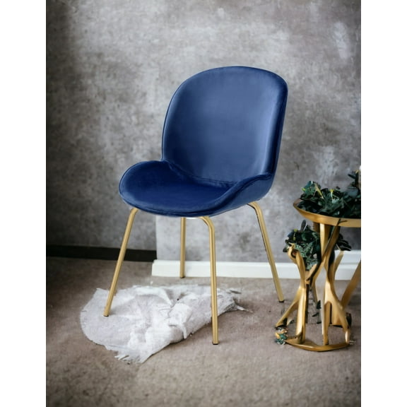 Newboti Furniture Chuchip Blue Velvet & Gold Finish Side Chair(Set of 2) BN.1714
