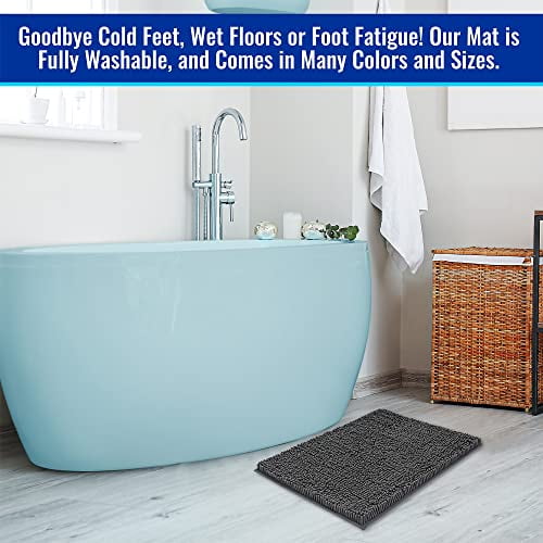 Bathroom Rugs, Chenille Bath Mats Microfiber, Dark Blue,17x24, Mayshine 