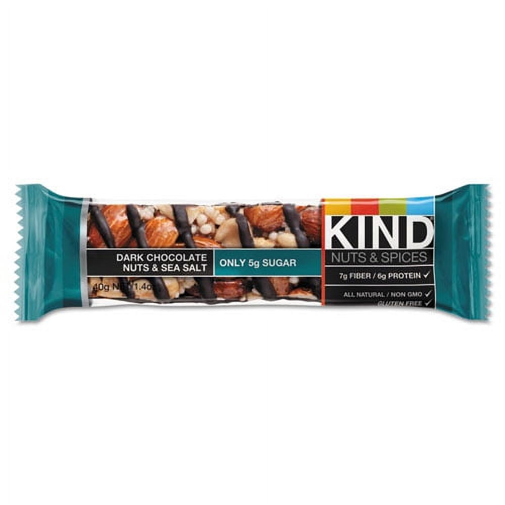 Nuts And Spices Bar, Dark Chocolate Nuts And Sea Salt, 1.4 Oz, 12/box | Bundle of 10 Boxes