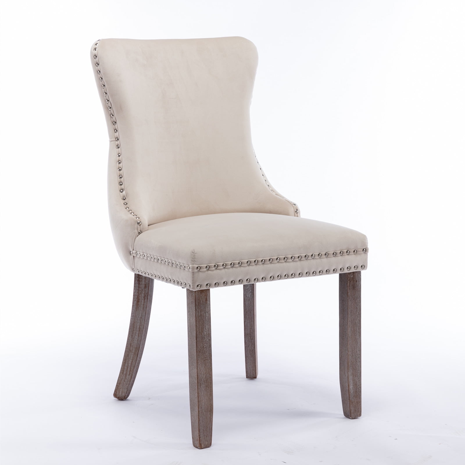 Resenkos Set of 2 Modern Dining Chairs Upholstered Accent Chair, Mid Century Armless Leisure Chair with Wood Legs, Gray