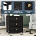 thumbnail image 4 of Demi Bonn Nightstand Set of 2, Bedside Table with 3 Decorated Drawers, Wood Accent Side End Table with Storage for Bedroom, Black, 4 of 8