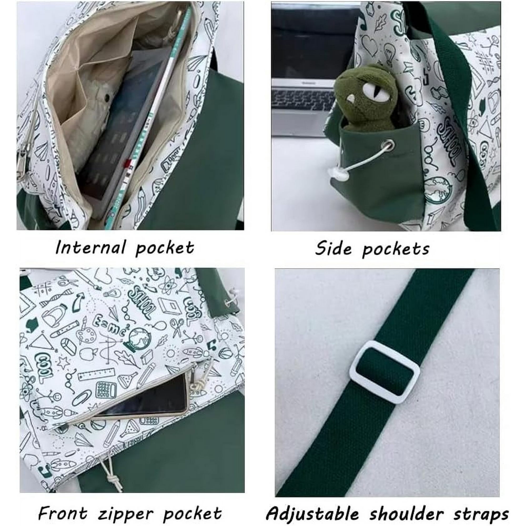 shiyou-Kawaii Messenger Bag with Cute Pins and Ornament, Casual