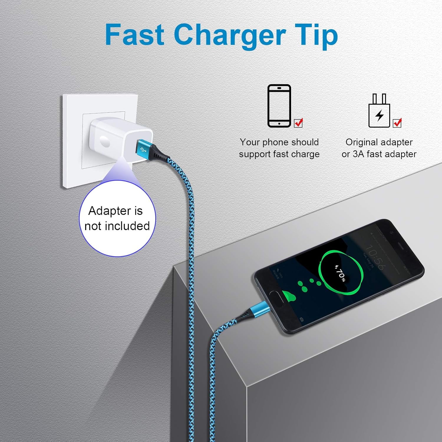 MHAWBL-USB Type C Cable 3A Fast Charging 6ft, 4Pack USB A to USB C Android Phone Charger Cord Nylon Braided Cable for Samsung Galaxy S24 S23FE S22 S21 S20 A54 A15 A14 iPhone 16 15,Google Pixel 9 8 7