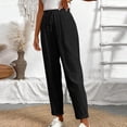 thumbnail image 5 of Axiiglly Womens Linen Pants Drawstring Elastic Waist Solid Color Summer Casual Pants with Pockets, S-2XL, 5 of 5