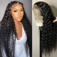thumbnail image 1 of HAOFAN Deep Wave Lace Front Wigs Human Hair 13x4 HD Lace  Frontal Curly Wigs for Black Women Pre Plucked with Baby Hair 26 inch Curly Lace Front Wig Human Hair 150% Density, 1 of 8