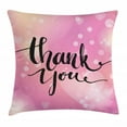 thumbnail image 1 of Thank You Throw Pillow Cushion Cover, Bubbly Blur Dreamy Hearts Backdrop Typography Fairy Tale Theme, Decorative Square Accent Pillow Case, 16" X 16", Pink Pale Pink Charcoal Grey, by Ambesonne, 1 of 2