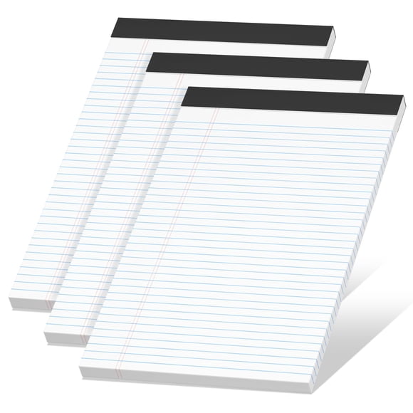 Bloc de notas Roneky, paquete de 3, 21.5 x 29.8 cm, rayado fino, 30 hojas