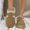 Brown, variant on Ladies Cozy Sherpa Lined Platform Backless Clogs, Adjustable Metal Buckle Soft Suede Slip On Mules, Warm Plush Slipper Brown 9(42)