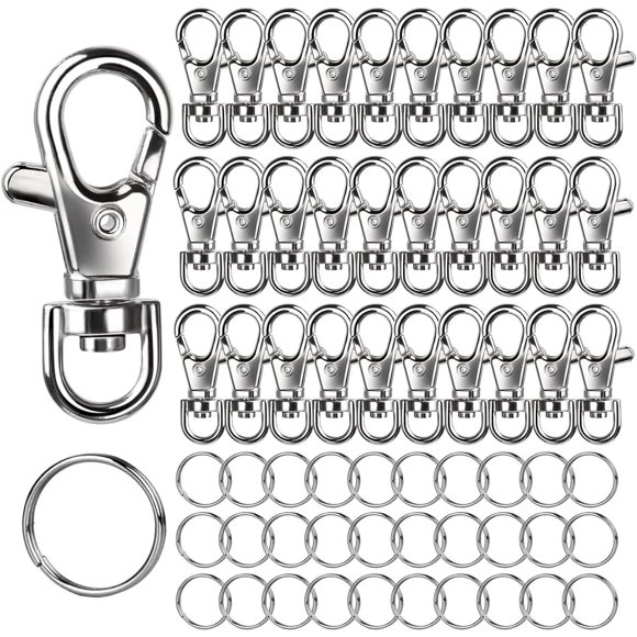 Kit para hacer llaveros LEOBRO de 60 piezas con broches de langosta plateados