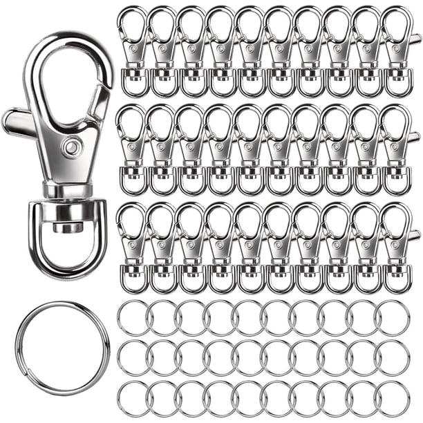Kit para hacer llaveros LEOBRO de 60 piezas con broches de langosta plateados