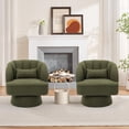 thumbnail image 2 of QinaQin Sillón accent giratorio extra suave 360°, tipo barrel con acolchado tipo nube y respaldo a rayas, tapizado teddy para sala o recámara, 2 of 7