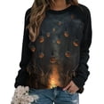 thumbnail image 4 of Bzhegqhd Women's Halloween Printed Pullover Tops Long Sleeve Raglan Sleeve Round Neck Fashion Casual Sweatshirt Soft Comfort Fall, 4 of 5