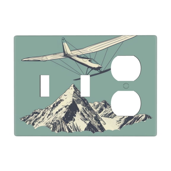 Plane Mountain Switch Cover Decorative Wall Plate 3-Gang 2-Toggle 1-Duplex Standard Size