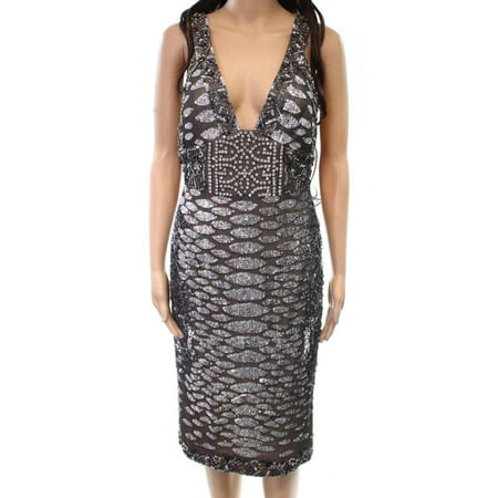 Julian Joyce New Gray Womens Size 14 Embellished Silk Julian Joyce New Gray Womens Size 14 Embellished Silk Sheath Dress