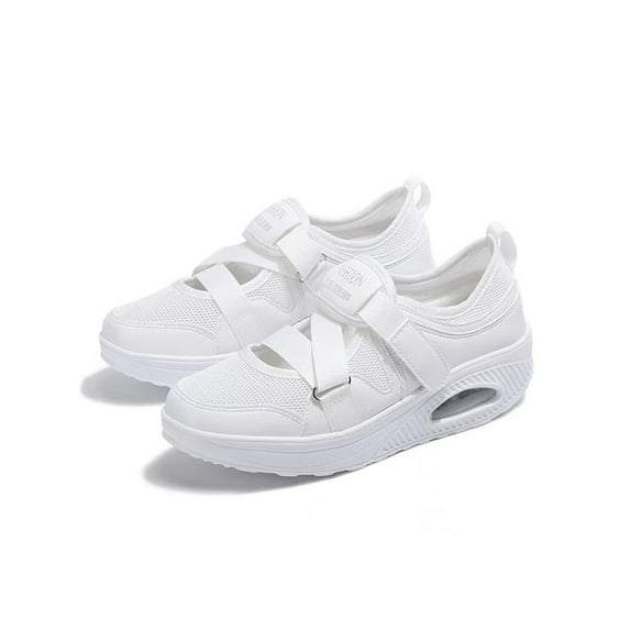 Colisha Women's Wide Width Walking Shoes with Adjustable Closures Air Cushion Sneakers for Elderly Diabetic Edema Swollen Feet