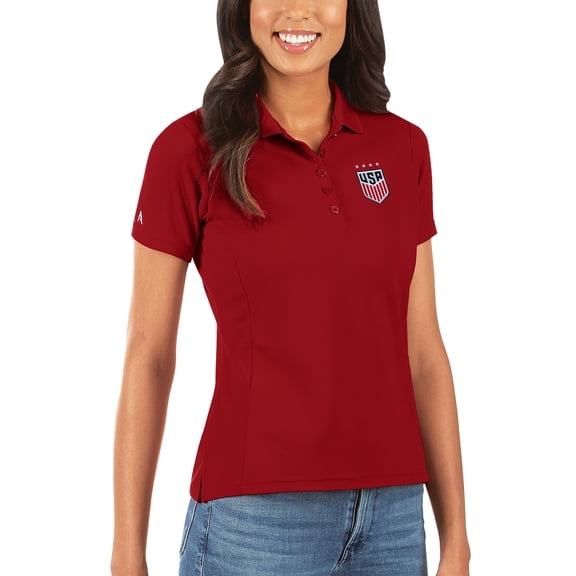 Women's Antigua Red USWNT Legacy Pique Polo