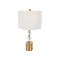 DecMode 25" Stacked Orbs Clear Table Lamp with White Linen Shade