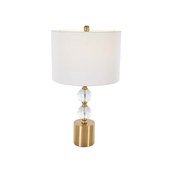 DecMode 25" Stacked Orbs Clear Table Lamp with White Linen Shade