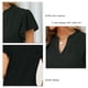 thumbnail image 5 of Camisa con ojales para mujer, volantes, manga corta, ribete con volantes, cuello en V, Color puro, camisa para mujer, Top para primavera y verano, negro XL, 5 of 6