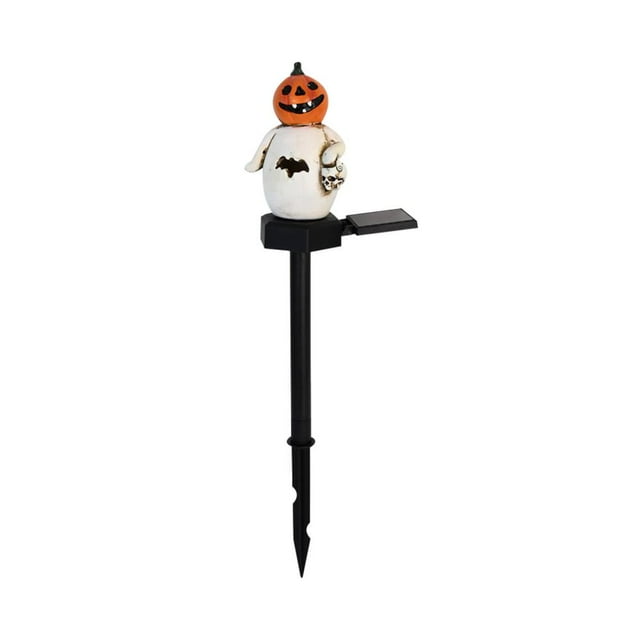 Feltree Solar-Powered Halloween Pumpkin Skull Stake Light, IP65 Waterproof Pathway Decoration with Realistic LED Eyes for Spooky Yard Displays