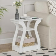 End Table Set of with Charging Station Side Table with Ports and Outlets Nightstand End Table with Storage Shelf for Living Room Bedroom