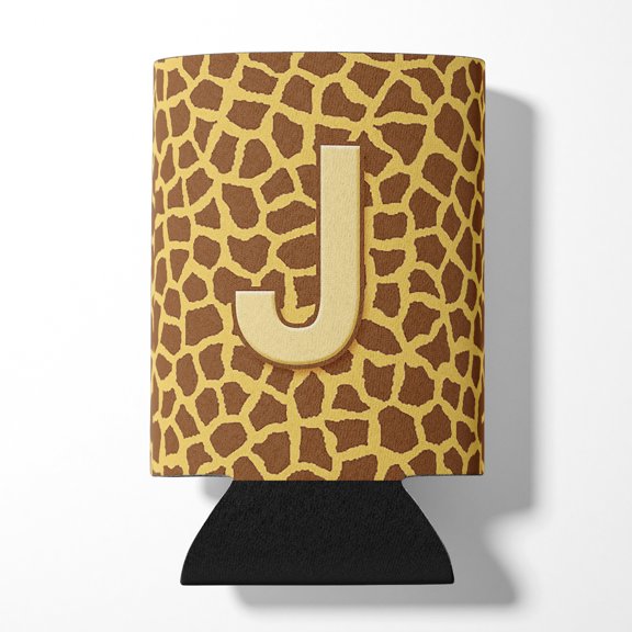 Letter J Initial Monogram - Giraffe Can or Bottle Hugger