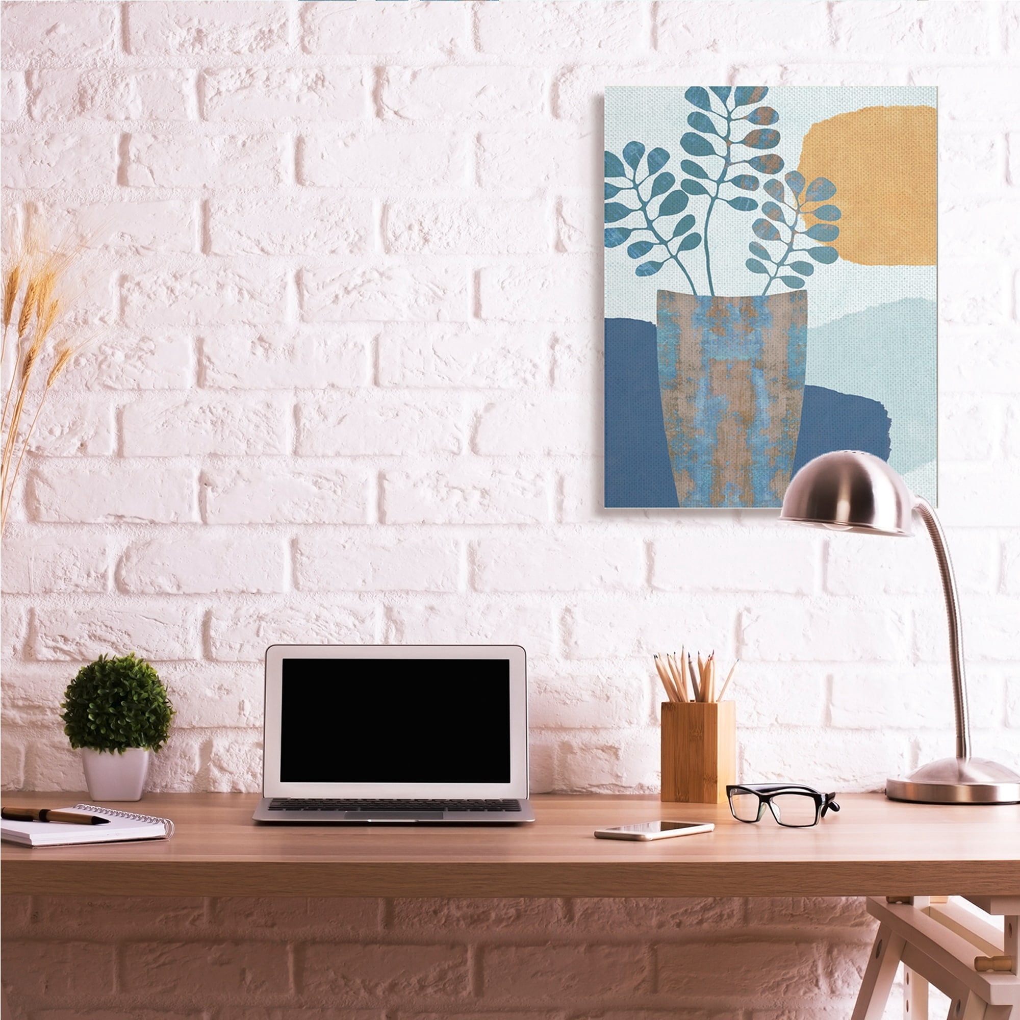 Stupell Industries Western Eucalyptus Plant Vase Orange Sun,36 x 48,Designed by Flora Kouta