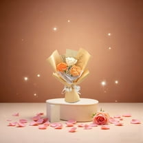 SeekLGT Mini Artificial Rose Bouquets Real Touch Small Hand-Tied Forever Roses with Paper Wrap for Wedding Table Home Decor Valentine Gift