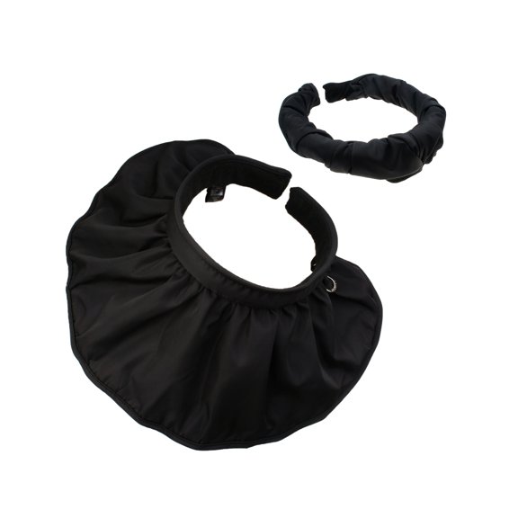 2 in 1 Foldable Summer Wide Brim Sun Visor Hats Headbands for Women Kids Black