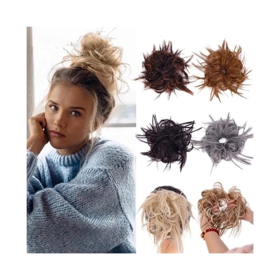 Synthetic Chignon Messy Scrunchies Elastic Band Hair Bun Straight Updo Hairpiece Ponytail Extension